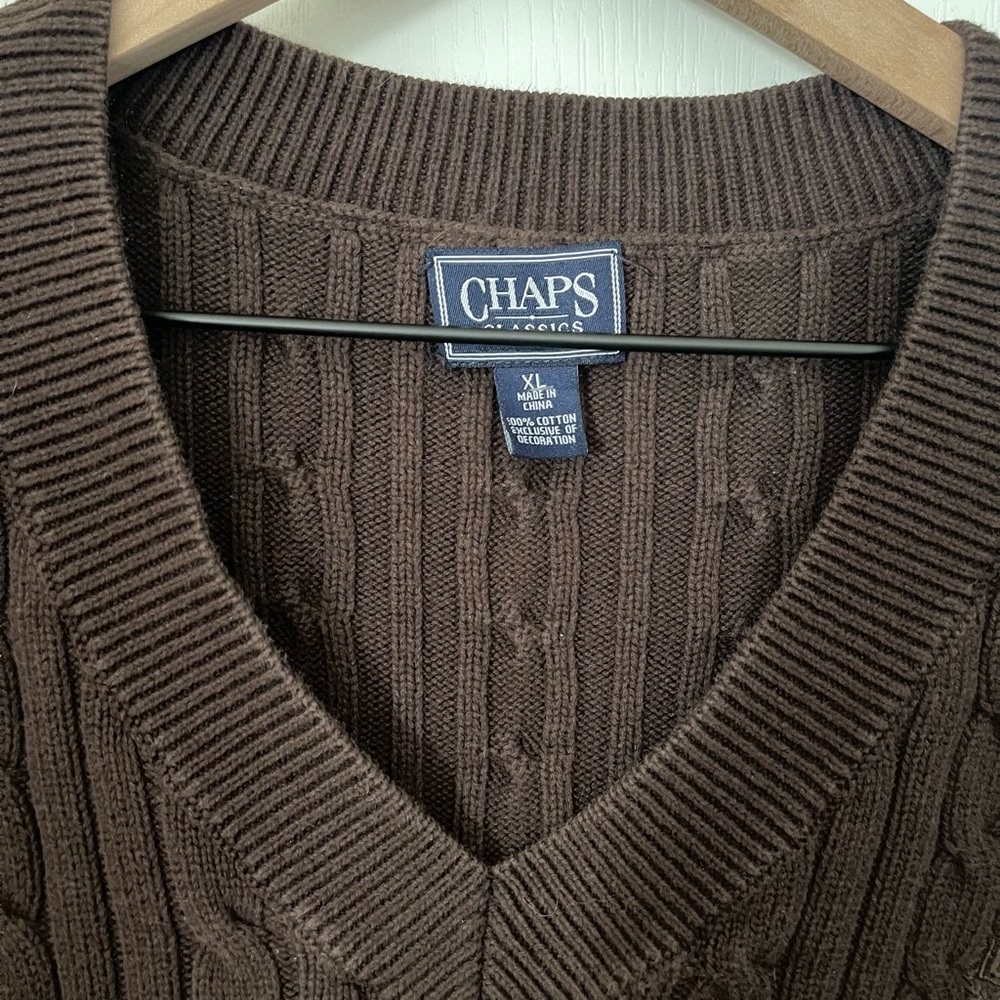Chaps Chocolate Cable Knit Pullover - image 2
